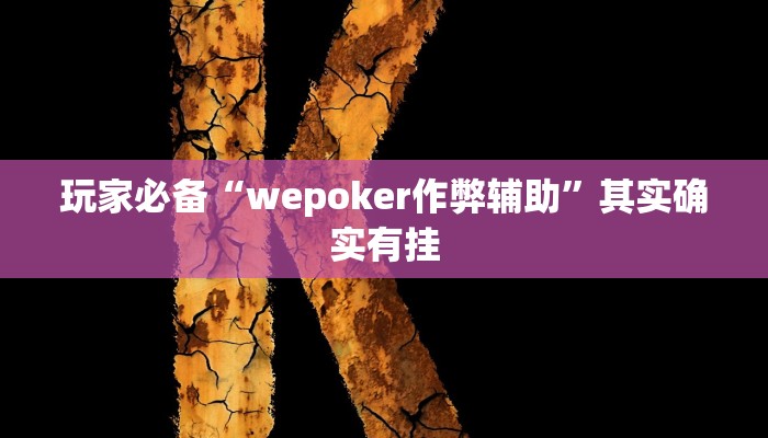 玩家必备“wepoker作弊辅助”其实确实有挂