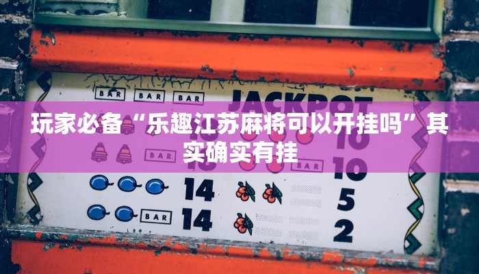 玩家必备“乐趣江苏麻将可以开挂吗”其实确实有挂