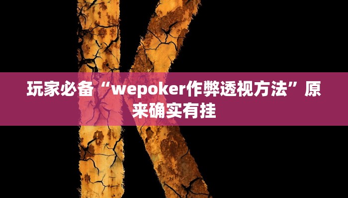 玩家必备“wepoker作弊透视方法”原来确实有挂