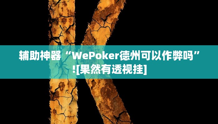 辅助神器“WePoker德州可以作弊吗”![果然有透视挂]