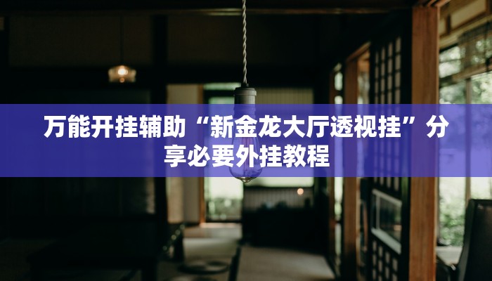 万能开挂辅助“新金龙大厅透视挂”分享必要外挂教程