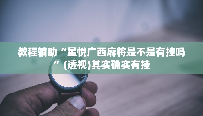 教程辅助“星悦广西麻将是不是有挂吗”(透视)其实确实有挂