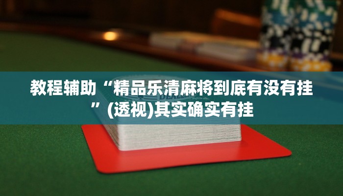 教程辅助“精品乐清麻将到底有没有挂”(透视)其实确实有挂