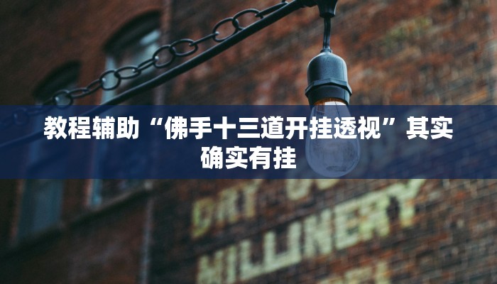 教程辅助“佛手十三道开挂透视”其实确实有挂 教程辅助“佛手十三道开挂透视”其实确实有挂
