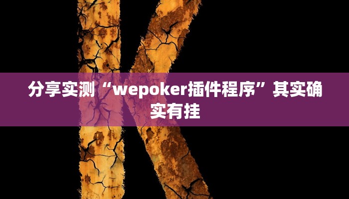 分享实测“wepoker插件程序”其实确实有挂 分享实测“wepoker插件程序”其实确实有挂
