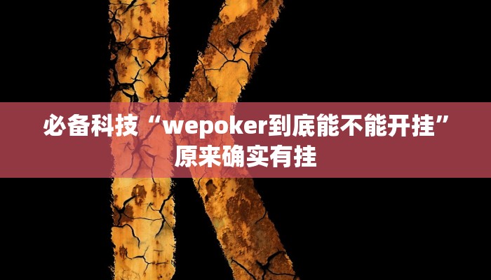 必备科技“wepoker到底能不能开挂”原来确实有挂