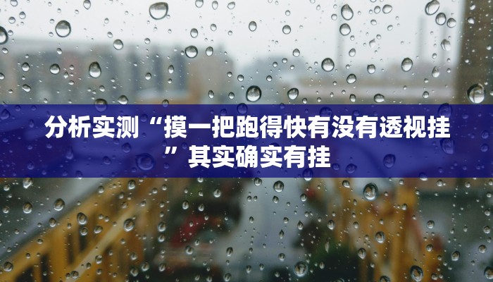分析实测“摸一把跑得快有没有透视挂”其实确实有挂